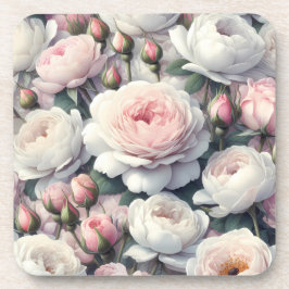 Porta-copo Bases de Plástico Rijo com Floral Rosa Suave e Ver