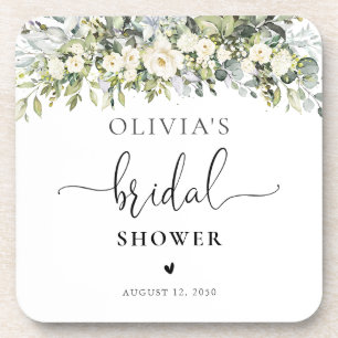 Porta-copo Bases para Chá de Noiva Floral Branco