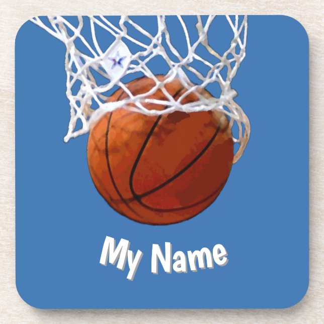 Porta-copo Basketball Your Name Custom Steel Blue Background (Frente)