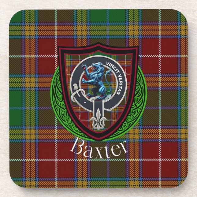 Porta-copo Baxter Scottish Clan Tartan & Crest (Frente)
