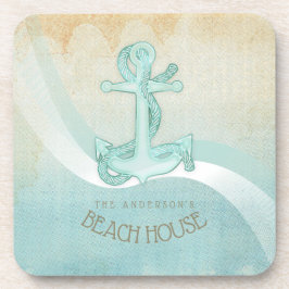 Porta-copo Beach House Anchor Náutico e Corda Aqua ID623