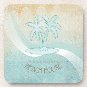 Porta-copo Beach House Palm Trees Aqua ID623