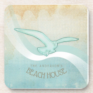 Porta-copo Beach House Seagull Aqua Blue ID623