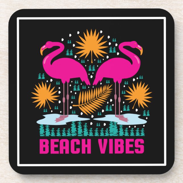 Porta-copo Beach Vibes Pink Flamingos-19501 (Frente)