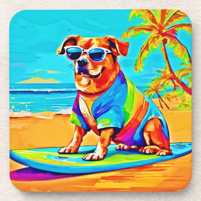 Porta-copo Beachside Pup: Charme surfando (Frente)