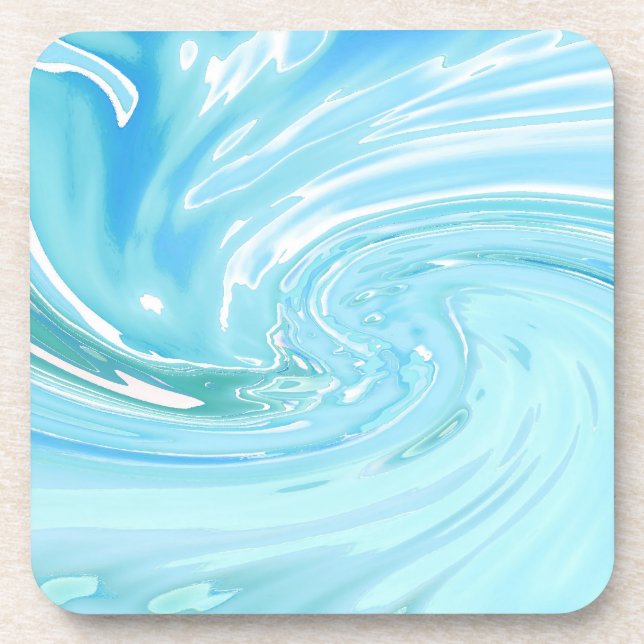 Porta-copo Beachy Blue Ocean Abstrato Acrylic Pour (Frente)