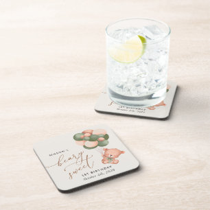 Porta-copo Bebê Urso, Balões Verdes, Primeiro Aniversário