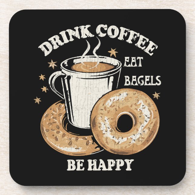 Porta-copo Beber Café Comer Bagels Ser Feliz (Frente)