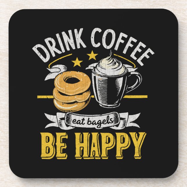 Porta-copo Beber Café Comer Bagels Ser Feliz (Frente)