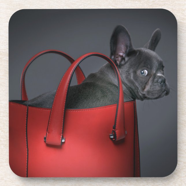 Porta-copo Bebês Mais Pobres | Buldogue francês Red Hand Bag (Frente)