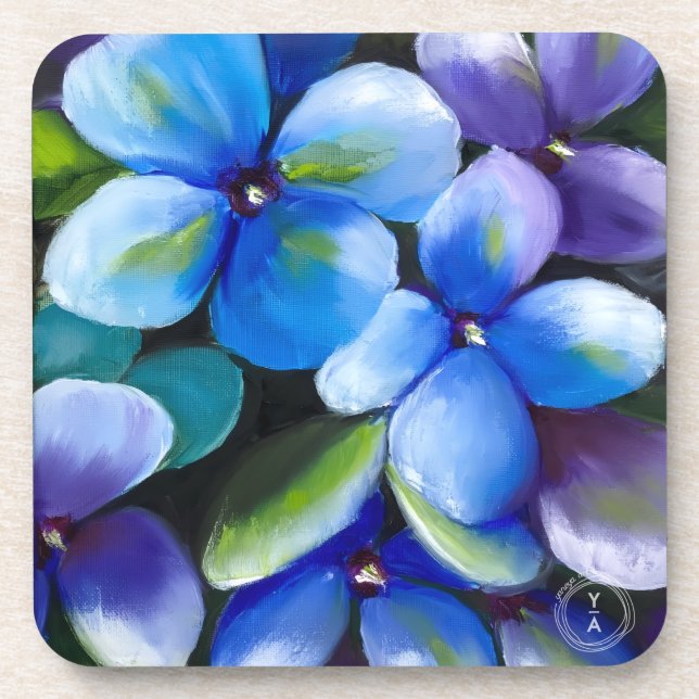 Porta-copo Bebida de flor azul suportes de plástico duro (Frente)