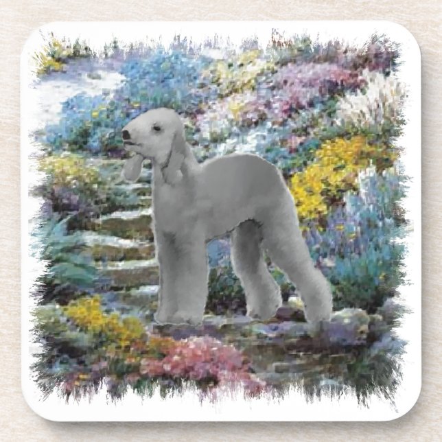 Porta-copo Bedlington Terrier Summer Garden Art (Frente)