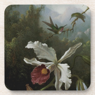 Porta-copo Beija-flores e Orquídea Branca por Martin J. Heade
