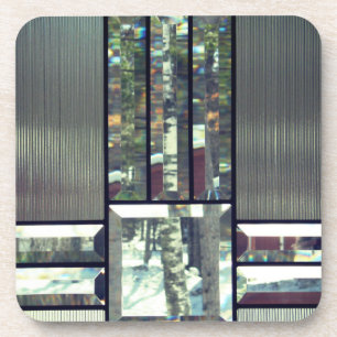 Porta-copo Beijeiras de vidro biseladas modernas de prata met