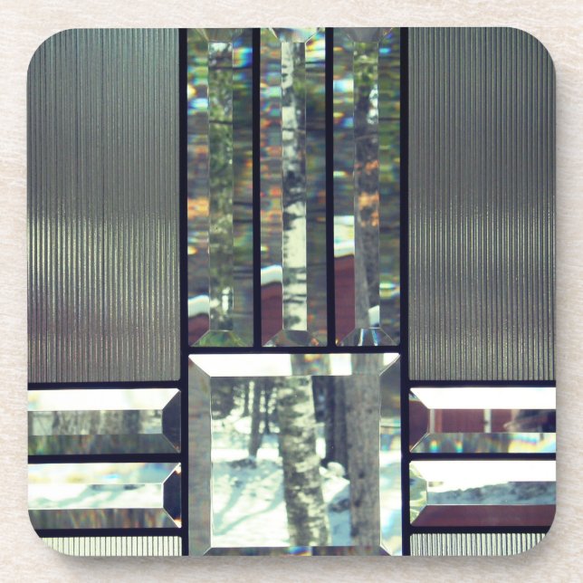 Porta-copo Beijeiras de vidro biseladas modernas de prata met (Frente)