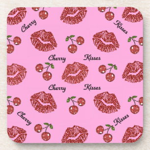 Porta-copo Beijos de Cereja Rockabilly RAB em Rosa