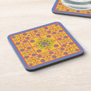 Porta-copo Beira floral do teste padrão de Rangoli em portas