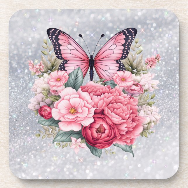 Porta-copo Bela Borboleta E Flores (Frente)
