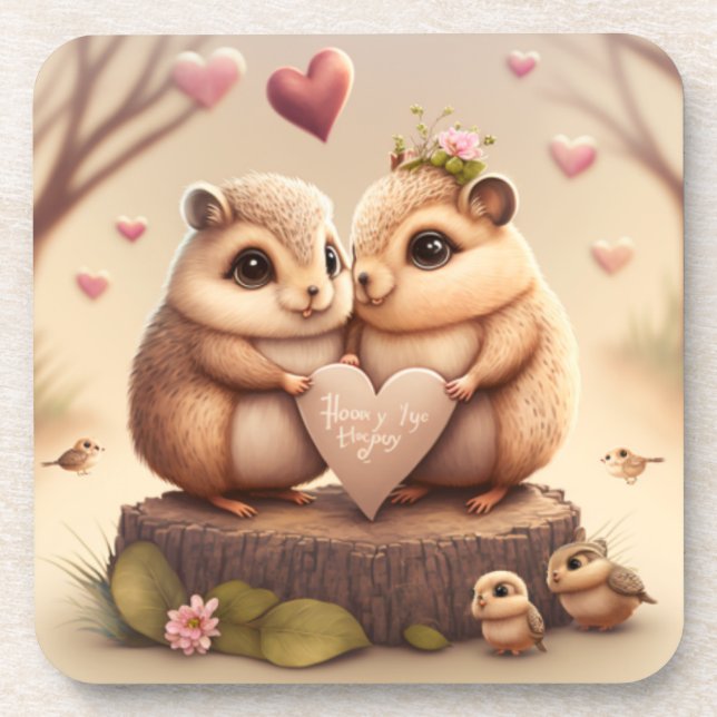 Porta-copo Bela caricatura de ursos (Frente)