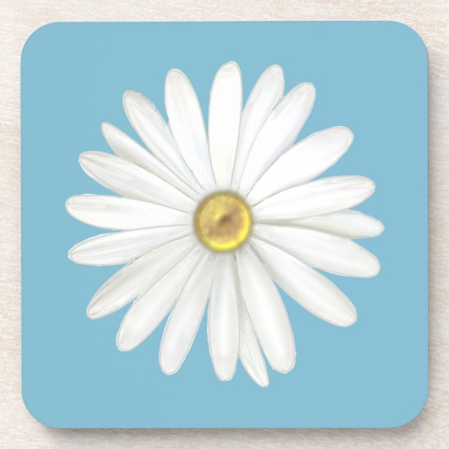 Porta-copo Bela Flor de Margarida em Turquesa (Frente)