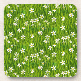 Porta-copo Belas Flores Brancas em Folhas Verdes