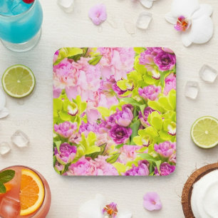 Porta-copo Belas Peônias e Orquídeas