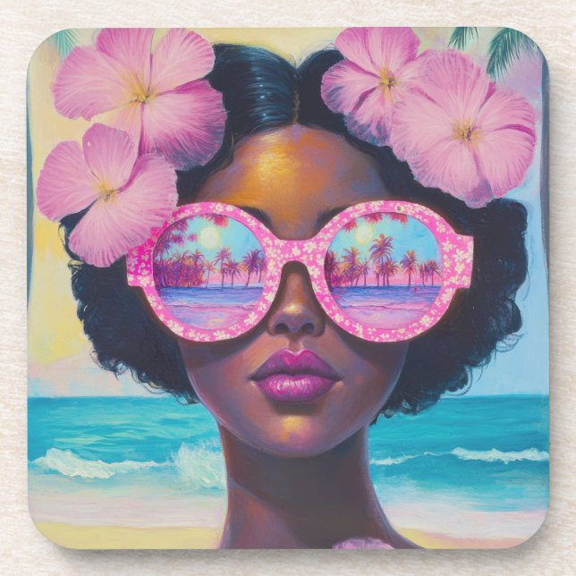 Porta-copo Beleza tropical em tons de rosa (Frente)