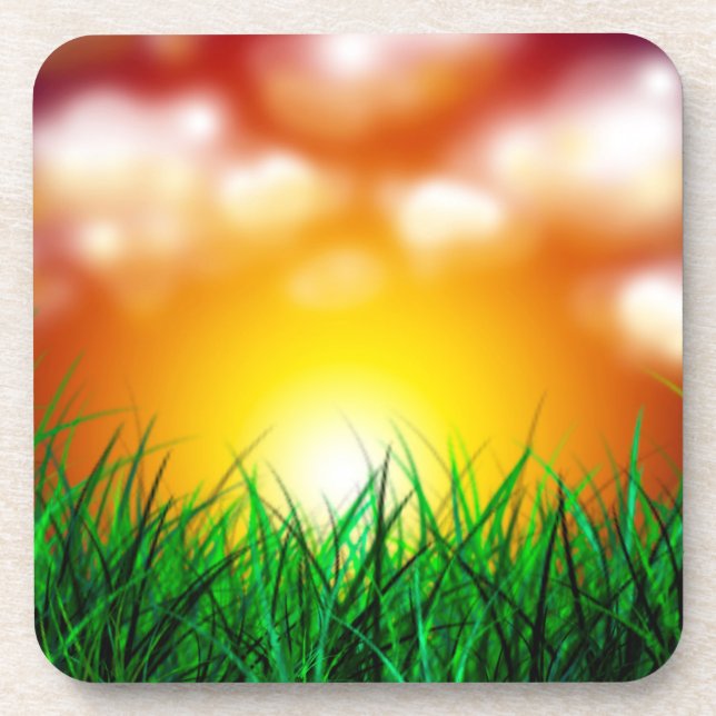 Porta-copo Belo nascer do sol sobre um campo de grama (Frente)