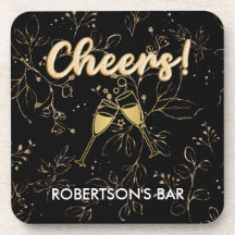 Belo nome do Bar personalizado Dourado e preto