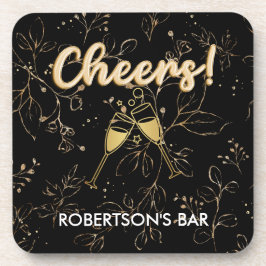 Porta-copo Belo nome do Bar personalizado Dourado e preto