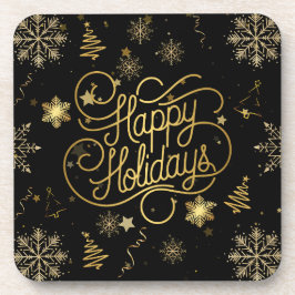 Porta-copo Belos feriados felizes Dourados e negros