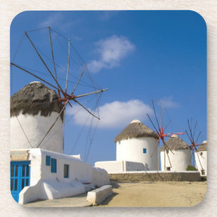 Porta-copo Belos moinhos de vento na ilha de Mykonos,