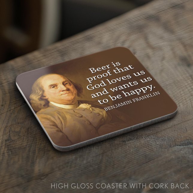 Porta-copo Ben Franklin Cote em Cerveja (Custom Coaster)