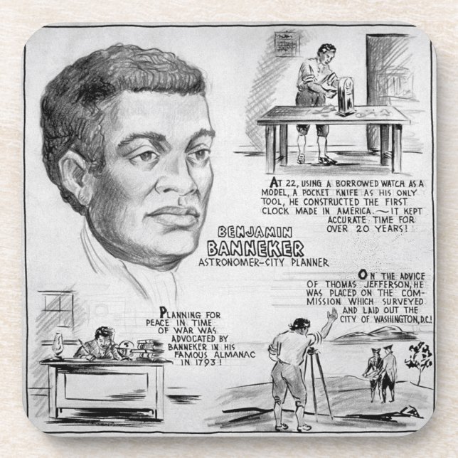 Porta-copo Benjamin Banneker: Cientista Negro e Revolucionári (Frente)
