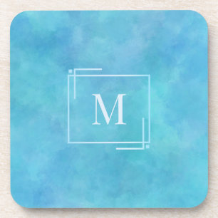 Porta-copo Bibelês de Monograma em Aquarela Azul Aqua Beverat