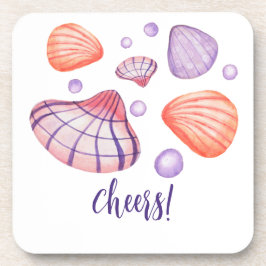 Porta-copo Bibelô de Conchas em Aquarela em Plástico Rígido