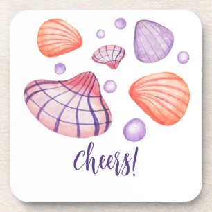 Porta-copo Bibelô de Conchas em Aquarela em Plástico Rígido