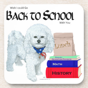 Porta-copo Bichon Frise de Volta à Escola