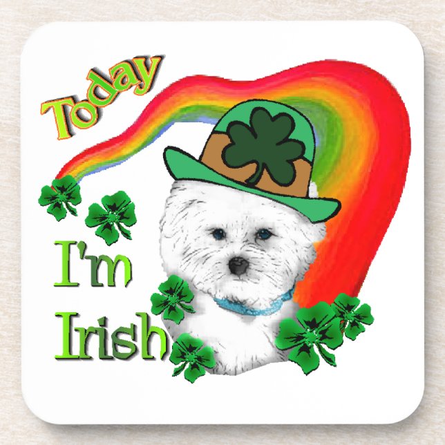 Porta-copo Bichon Frise St Patricks (Frente)