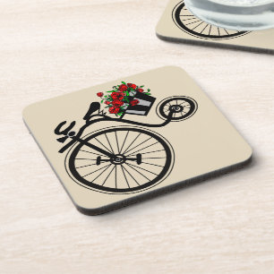 Porta-copo Bicicleta Romântica de Flores de Vintagem -