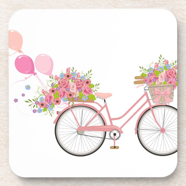 Porta-copo Bicicleta Rosa Whimsical (Frente)