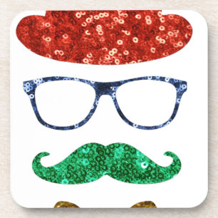 Porta-copo bigode de hipster de natal