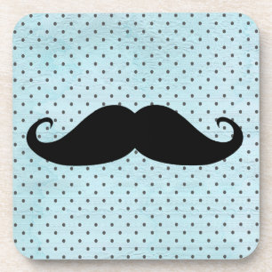 Porta-copo Bigode preto engraçado em bolinhas do azul da