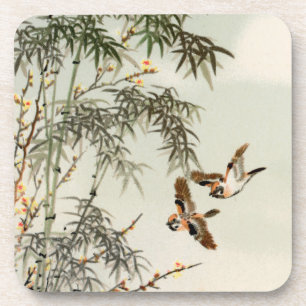 Porta-copo Birds Bamboo Asian Japonês Vintage