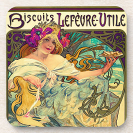 Porta-copo Biscoitos Lefevre-Utile por Alphonse Mucha (1896)