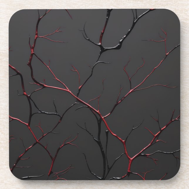 Porta-copo Black and Red Veins (Frente)