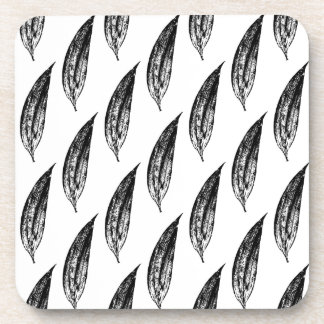 Porta-copo Black and White White Lily Leaf Print