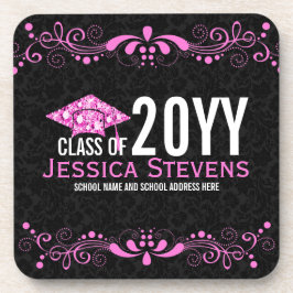 Porta-copo Black Damask Pinke Lace & Diamantes Formando 2015