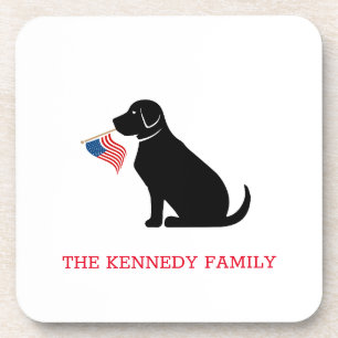 Porta-copo Black Lab American Flag Personated Family Name O