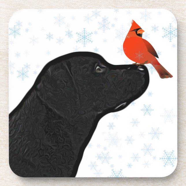 Porta-copo Black Labrador Christmas (Frente)